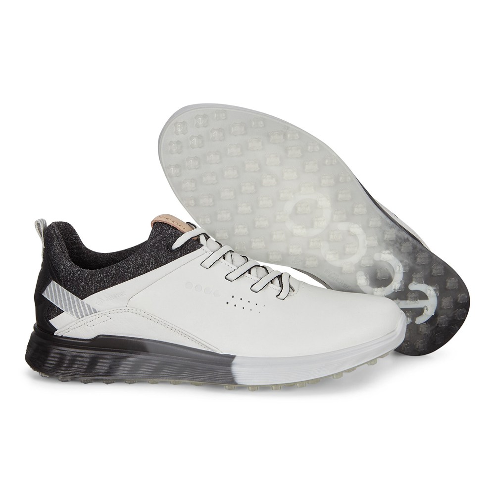 Zapatos De Golf Mujer - ECCO S-Three Spikelesss - Blancos/Negros - IKQ215860